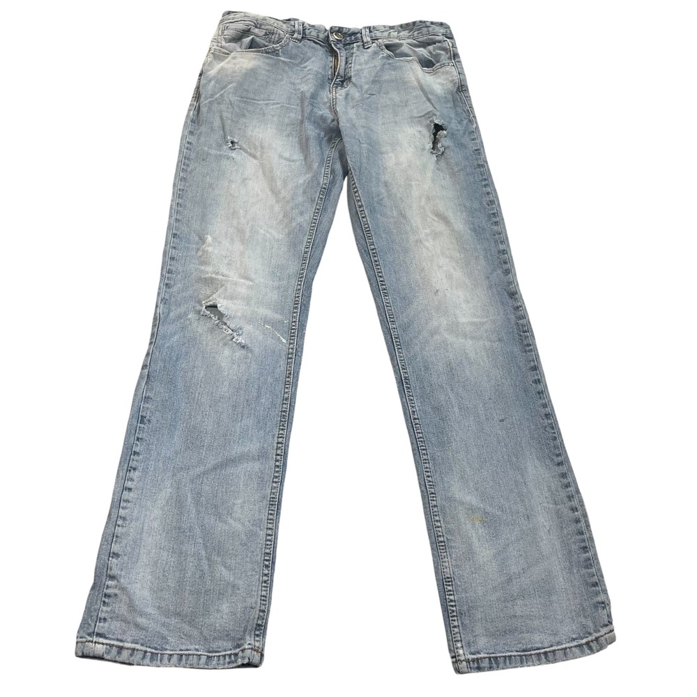 Unionbay Mens Distressed Straight Leg Jeans 34x34 (Fit 34x33) Stained